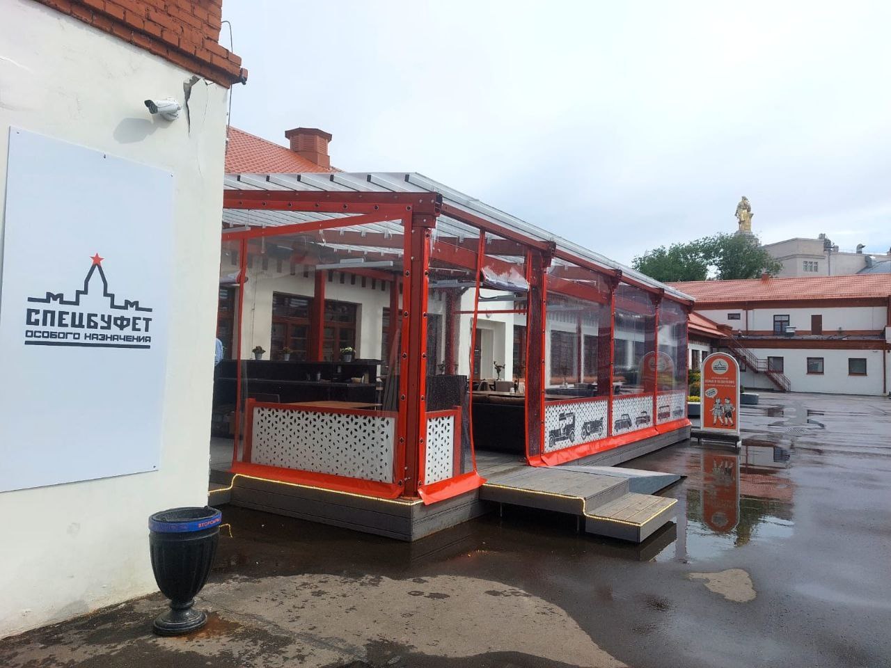 ПВХ шторы для летней террасы кафе в посёлке Ашукино